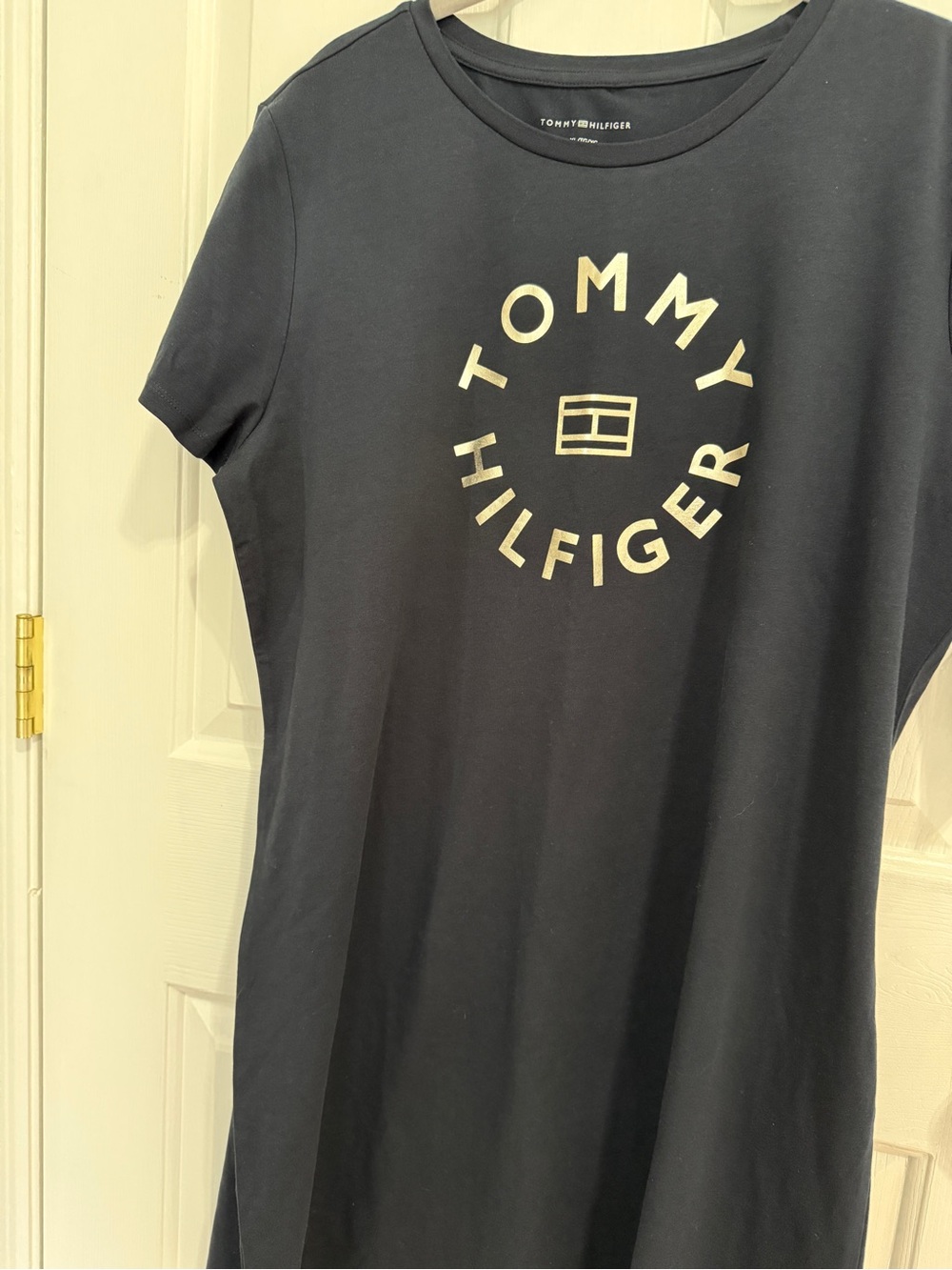 Tommy Hilfiger Navy Blue Midi Dress with White Logo